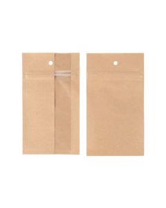 Grip Seal Bags Kraft With Vertical Window 7.6x11.4 cm (100 pieces) [HZBV3K]