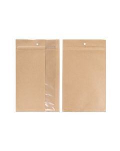 Grip Seal Bags Kraft With Vertical Window 15.2x23.5 cm (100 pieces) [HZBV7K]