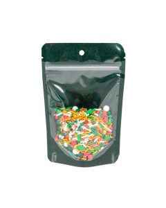Stand Up Pouches transparent/Green Glitter Backed 10,2x6x15,2 cm (100 pieces) [ZBG2GLGR]