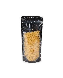 Stand Up Pouches transparent/Black Holographic Stars 10,8x6x23,8 cm (25 pieces) [ZBGHB1NC]