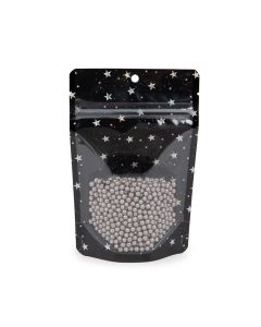Stand Up Pouches transparent/Black Holographic Stars 10,2x6x15,2 cm (25 pieces) [ZBGHB2C]