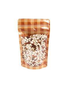 Stand Up Pouches kraft Transparent/Burnt Orange Plaid 13x7,9x20,6 cm (25 pieces) [ZBGSW3OP]