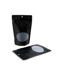 Stand Up Zipper Pouch Bags w/Oval Window Matte Black 14.9x8.9x23.2 cm (100 pieces) [ZBGO7MBH]