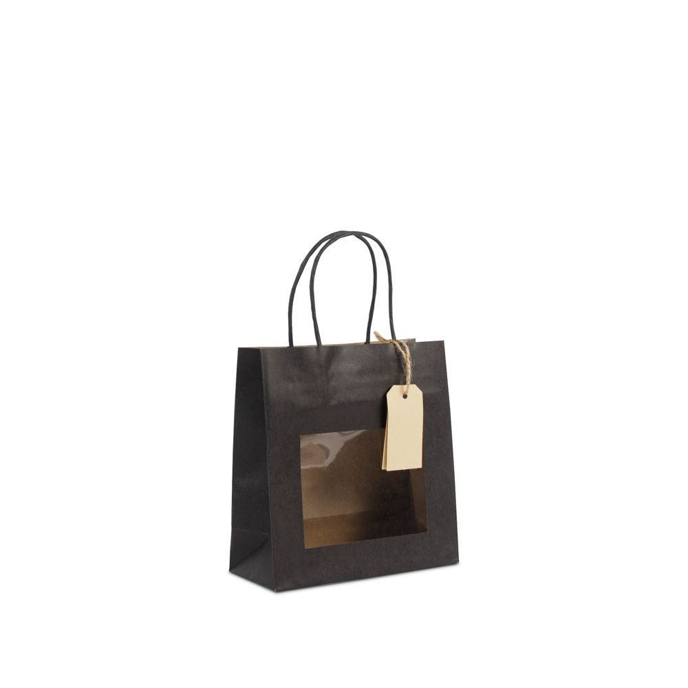 Gift bags with window and tag 18+8x19cm black
