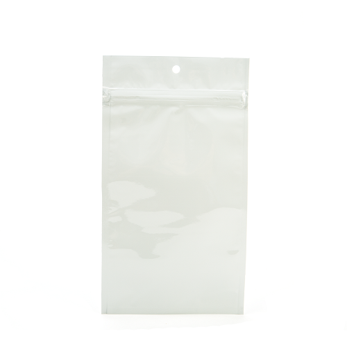 White Metallized Hanging Zipper Barrier Bags 12.7 x 20.8 cm (100 Pieces) [HZBB6MW]