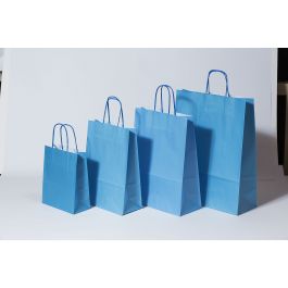 Paper Carrier Bags Blue 26+12x35cm Kraft 90 grams (50 pieces) [PAM2635BL]