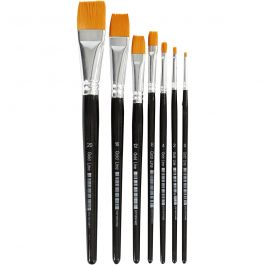 Gold Line Brushes, flat, no. 0-20, W: 2-24 mm, 7 pc/ 1 pack [HOB-10247]