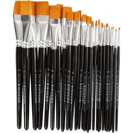 Gold Line Brushes, flat, no. 0+2+4+8+12+16+20, W: 2-24 mm, 30 pc/ 1 pack [HOB-10249]