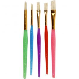 Kids Paint Brushes, assorted colours, size 8+12+18 , 5 pc/ 1 pack [HOB-10344]