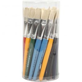 Kids Paint Brushes, flat, L: 19 cm, W: 15 mm, 30 pc/ 1 pack [HOB-10351]
