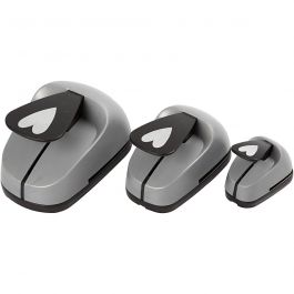 Craft Punch Set, heart, size 25+49+75 mm, 3 pc/ 1 pack [HOB-11287]