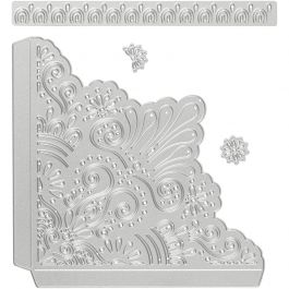 Die Cut and Embossing Folder, decorative coners, size 14,5x1,5 cm, 1 pc [HOB-117488]