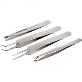 Tweezers Set, L: 9-12 cm, 4 pc/ 1 pack [HOB-13066]