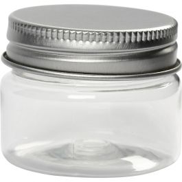 Plastic Jar with Screw-on Lid, H: 35 mm, D: 40 mm, 10 pc/ 1 pack [HOB-13178]