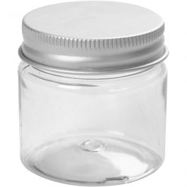 Plastic Jar with Screw-on Lid, H: 45 mm, D: 44 mm, 50 ml, 10 pc/ 1 pack [HOB-13179]