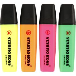 Highlighters, neon green, neon orange, neon pink, neon yellow, 4 pc/ 1 pack [HOB-14162]