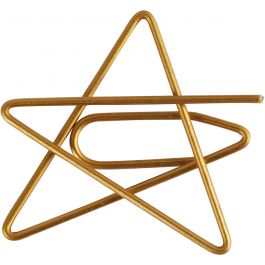 Metal Paperclips, gold, star, size 30x30 mm, 6 pc/ 1 pack [HOB-14212]