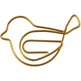 Metal Paperclips, gold, bird, size 32x40 mm, 6 pc/ 1 pack [HOB-14214]