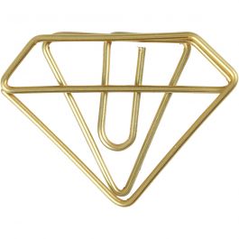 Metal Paperclips, gold, diamond, H: 25 mm, W: 35 mm, 6 pc/ 1 pack [HOB-14215]