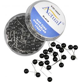 Map Pins, black, L: 17 mm, D: 6 mm, 100 pc/ 1 pack [HOB-14252]