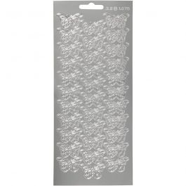 Stickers, silver, butterflies, 10x23 cm, 1 sheet [HOB-170011]