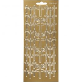 Stickers, gold, cross, 10x23 cm, 1 sheet [HOB-170012]
