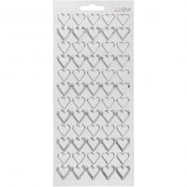 Stickers, silver, hearts, 10x23 cm, 1 sheet [HOB-170018]