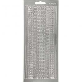 Stickers, silver, borders, 10x23 cm, 1 sheet [HOB-170022]