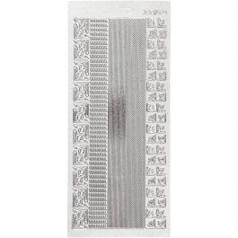 Stickers, silver, borders, 10x23 cm, 1 sheet [HOB-170025]