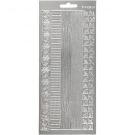 Stickers, silver, borders, 10x23 cm, 1 sheet [HOB-170026]