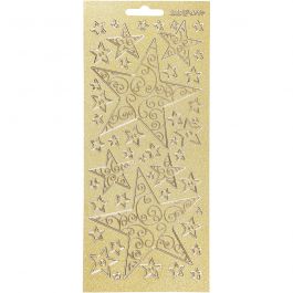 Stickers, gold, stars, 10x23 cm, 1 sheet [HOB-170063]