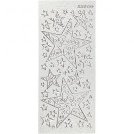 Stickers, silver, stars, 10x23 cm, 1 sheet [HOB-170064]