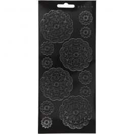 Stickers, black, flowers, 10x23 cm, 1 sheet [HOB-170097]