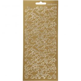 Stickers, gold, doves, 10x23 cm, 1 sheet [HOB-170099]