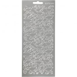 Stickers, silver, doves, 10x23 cm, 1 sheet [HOB-170100]