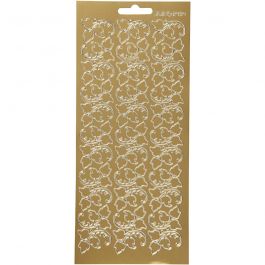 Stickers, gold, leaves, 10x23 cm, 1 sheet [HOB-170101]