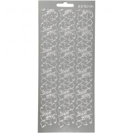 Stickers, silver, leaves, 10x23 cm, 1 sheet [HOB-170102]