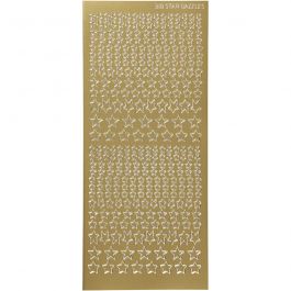 Stickers, gold, stars, 10x23 cm, 1 sheet [HOB-170111]