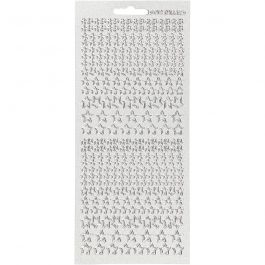 Stickers, silver, stars, 10x23 cm, 1 sheet [HOB-170113]