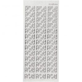 Stickers, silver, corners, 10x23 cm, 1 sheet [HOB-170120]