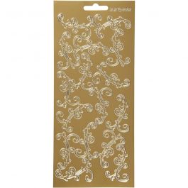 Stickers, gold, swirl, 10x23 cm, 1 sheet [HOB-170121]