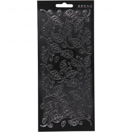 Stickers, black, leaves, 10x23 cm, 1 sheet [HOB-170127]