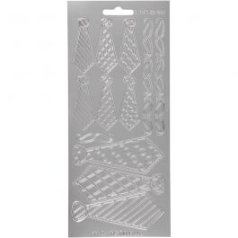 Stickers, silver, ties, 10x23 cm, 1 sheet [HOB-170148]