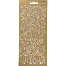Stickers, gold, swirl, 10x23 cm, 1 sheet [HOB-170159]