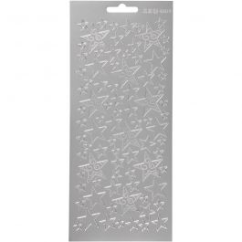 Stickers, silver, stars, 10x23 cm, 1 sheet [HOB-170183]