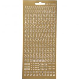 Stickers, gold, numbers, 10x23 cm, 1 sheet [HOB-170212]