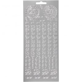 Stickers, silver, jubilee numbers, 10x23 cm, 1 sheet [HOB-170217]