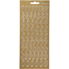 Stickers, gold, numbers, 10x23 cm, 1 sheet [HOB-170218]