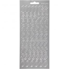 Stickers, silver, numbers, 10x23 cm, 1 sheet [HOB-170219]