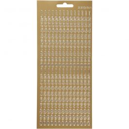 Stickers, gold, numbers, 10x23 cm, 1 sheet [HOB-170220]